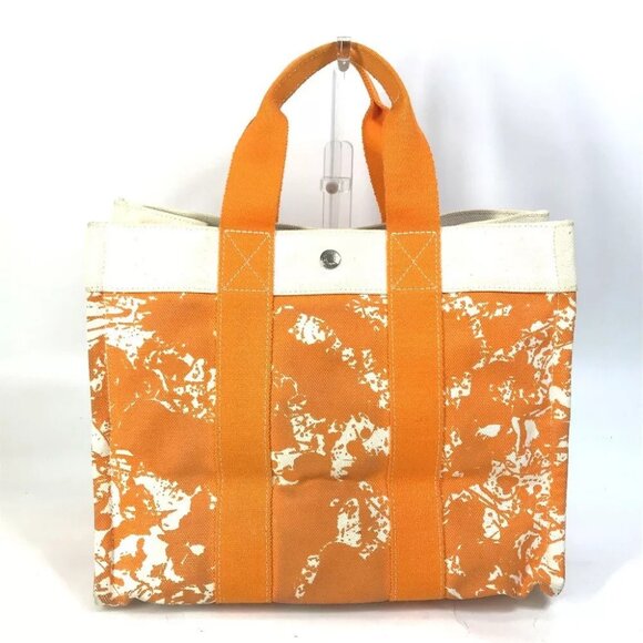 HERMES Hand Bag Bora Bora PM Cheval Spries bag with pouch Tote Bag Canvas Orange